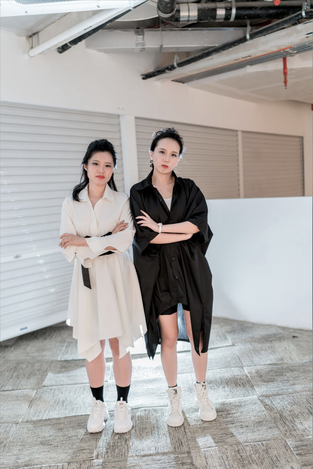 Symmetrical Collared Blouse Dress