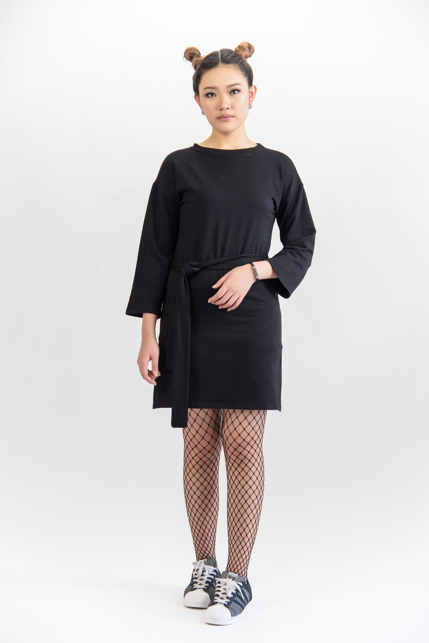 Long Sleeve Slim Fit Dress With Fabric Belt