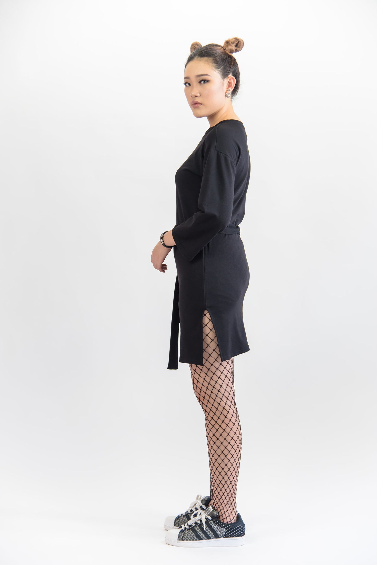 Long Sleeve Slim Fit Dress With Fabric Belt