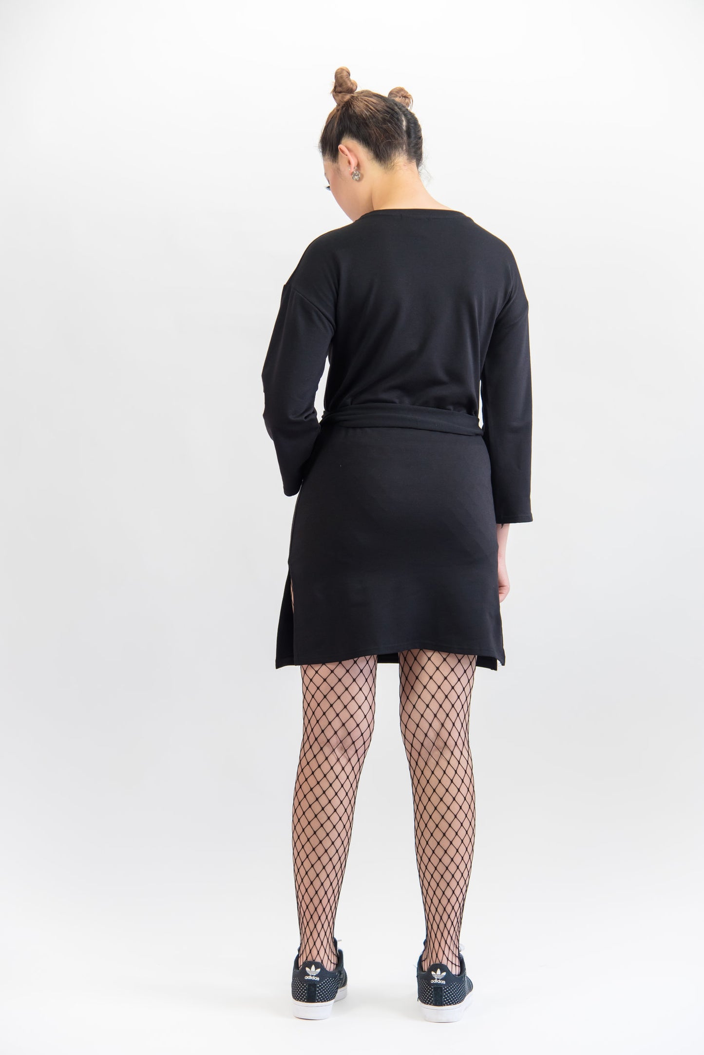 Long Sleeve Slim Fit Dress With Fabric Belt