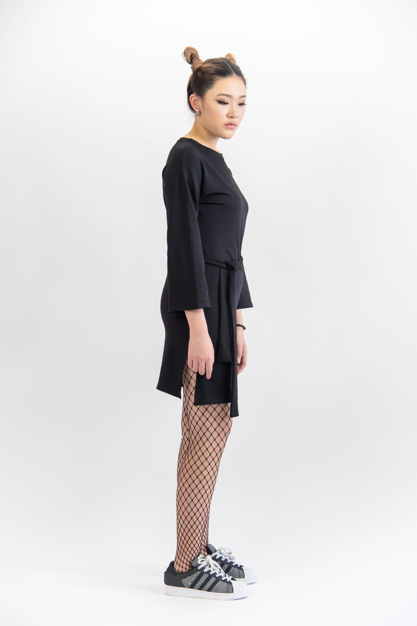 Long Sleeve Slim Fit Dress With Fabric Belt