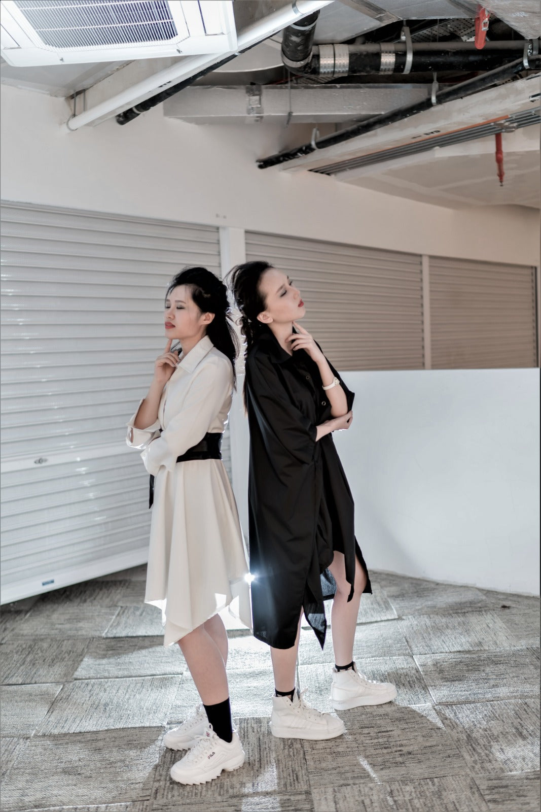 Symmetrical Collared Blouse Dress