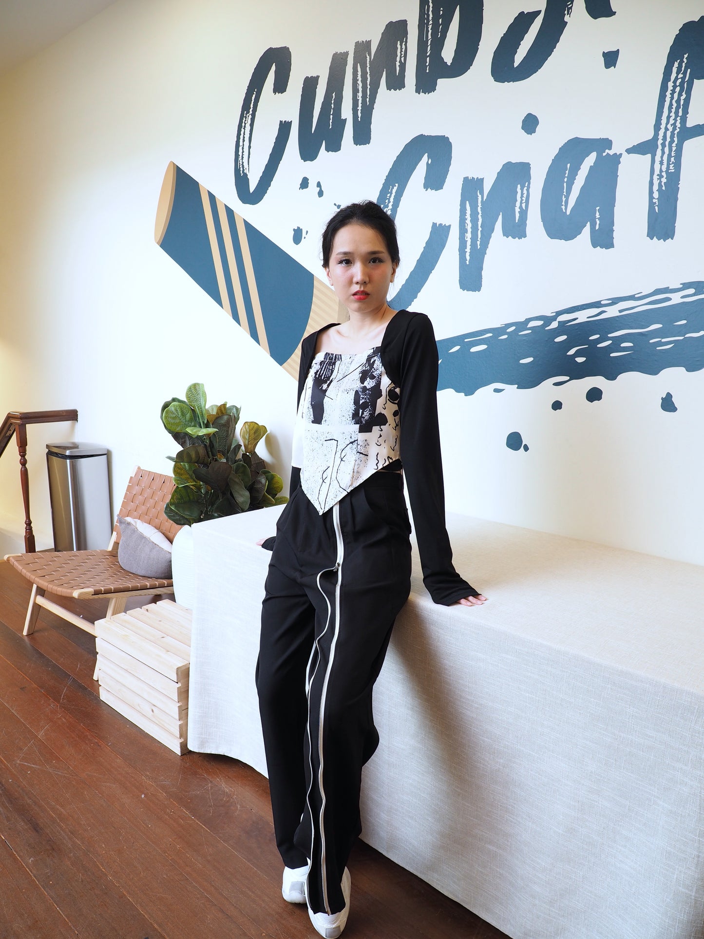 Comic Graphic Black Long Sleeve Top