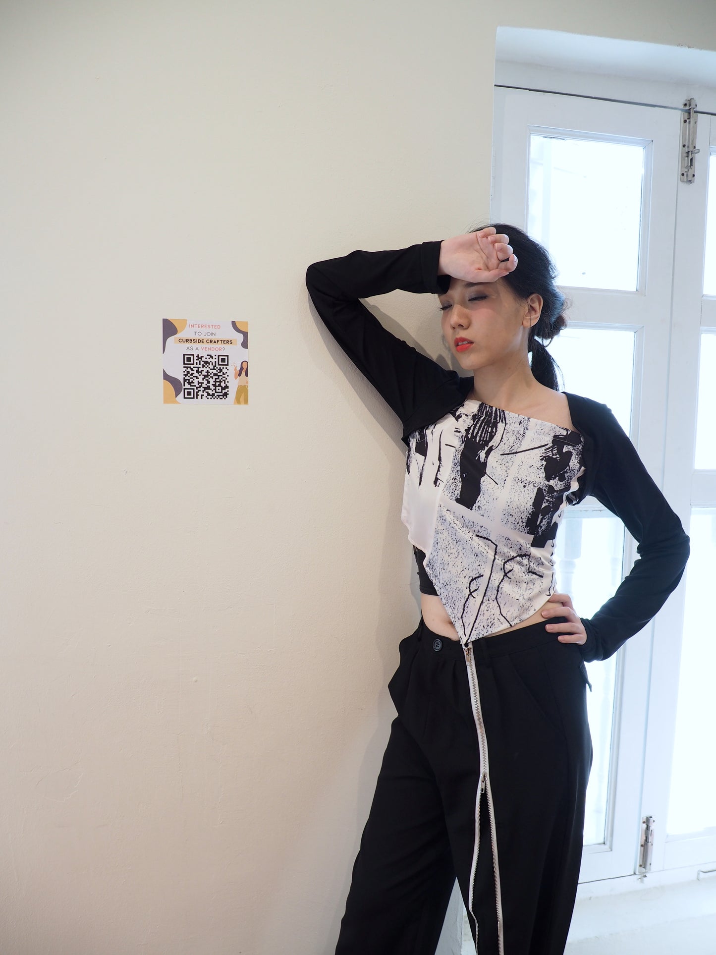 Comic Graphic Black Long Sleeve Top