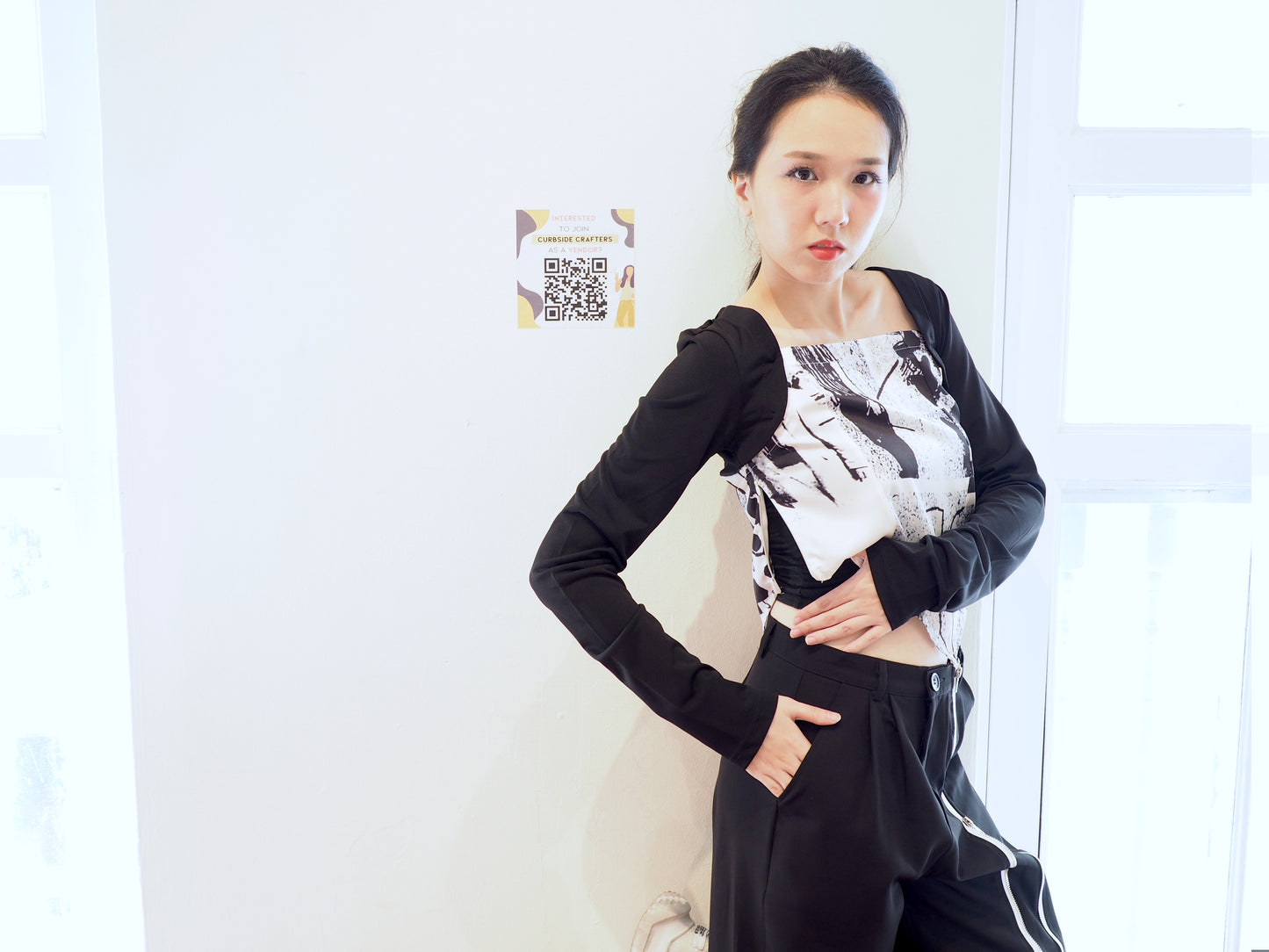 Comic Graphic Black Long Sleeve Top