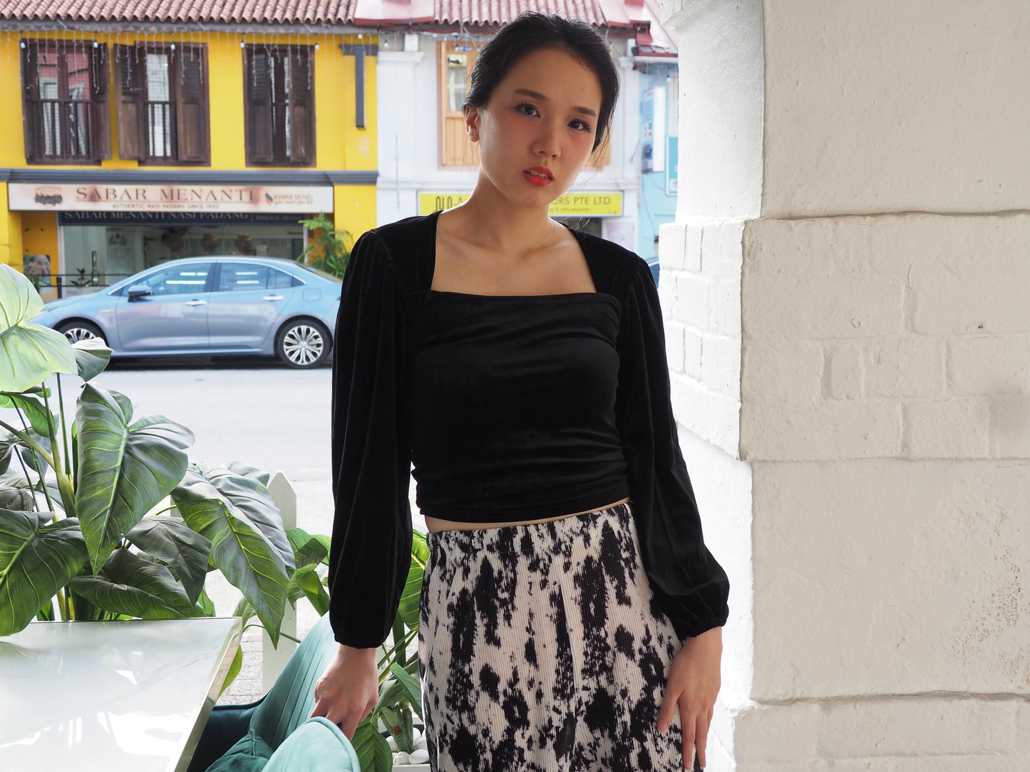 Velvet Luxurious Black Long Sleeve Top