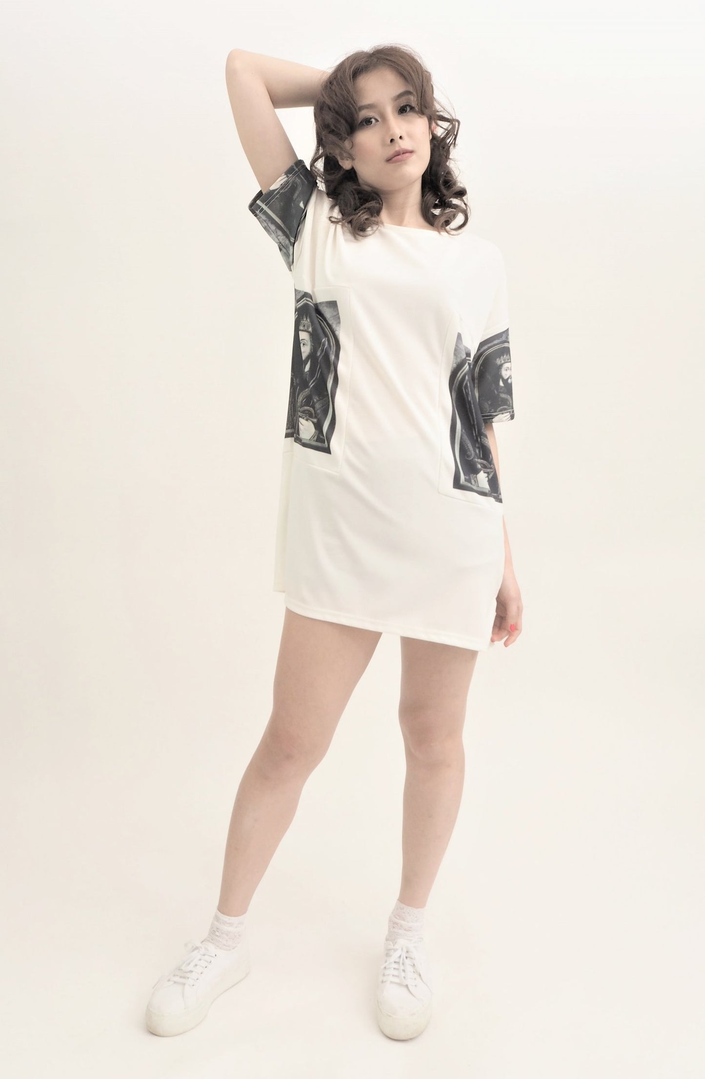 Vintage Poka Printed Long Dress