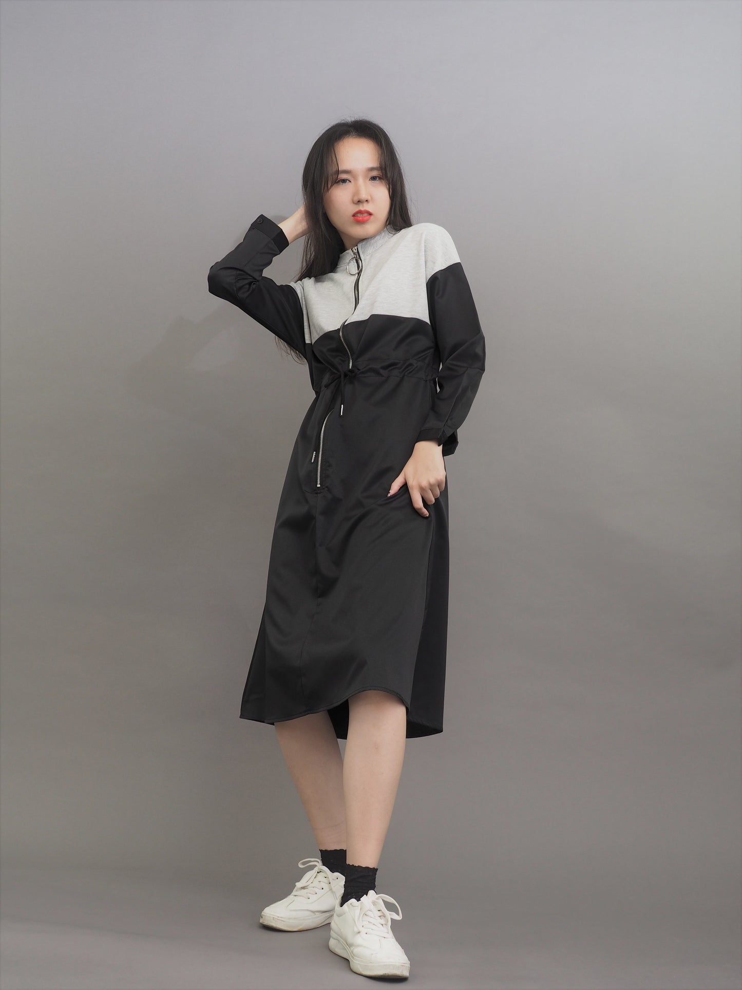 Stitching Colour Blocked A Line Dress