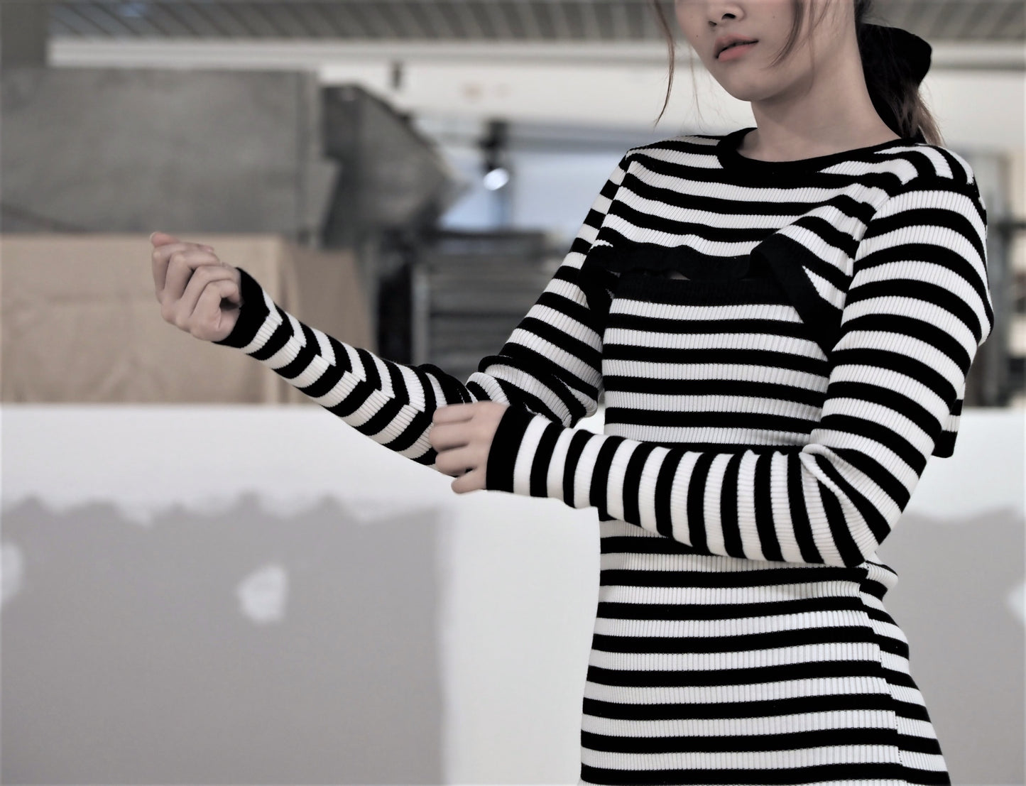 Ribbed Tight Long Sleeve 2 in a Set Stripe Dress