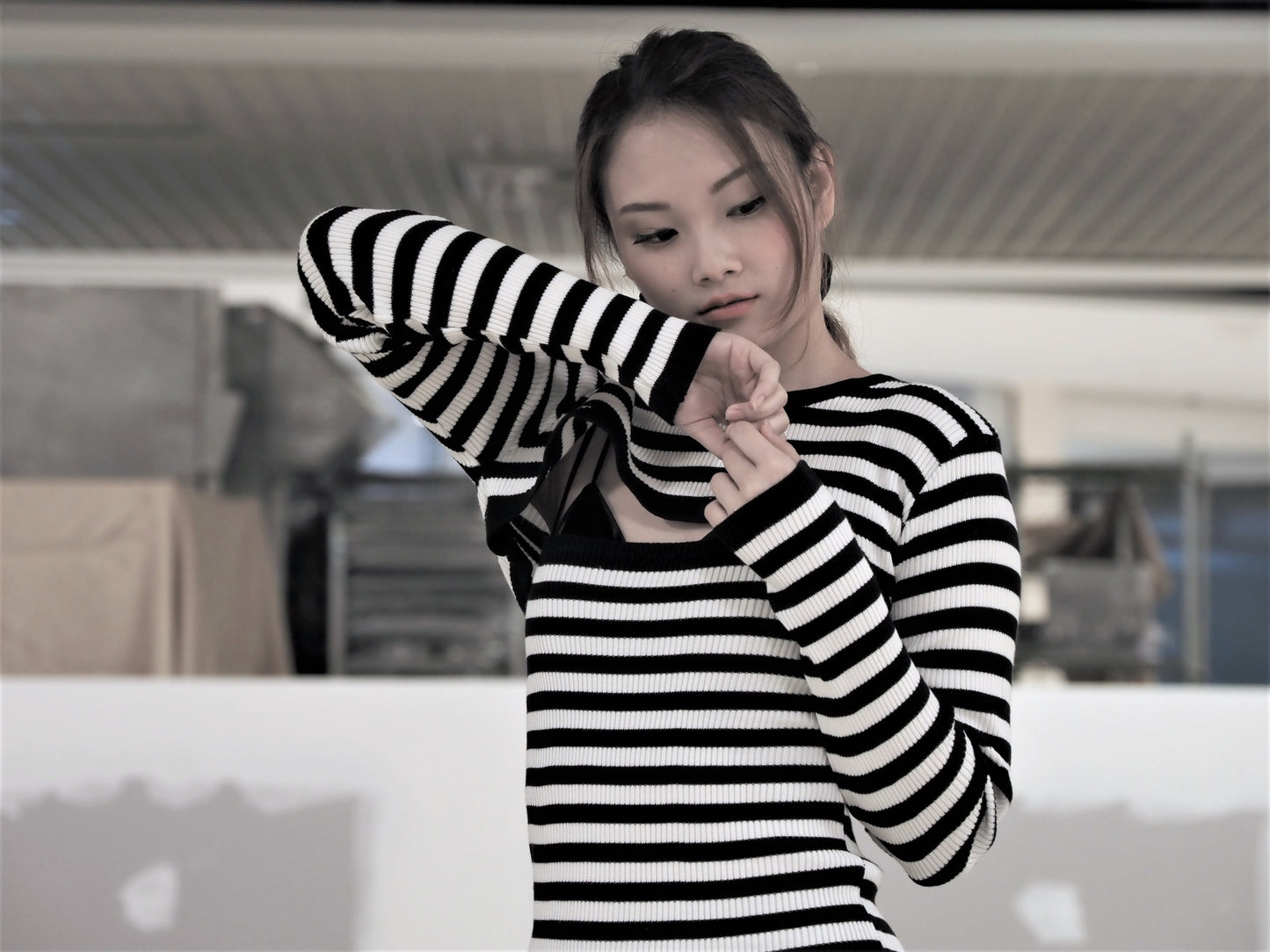 Ribbed Tight Long Sleeve 2 in a Set Stripe Dress