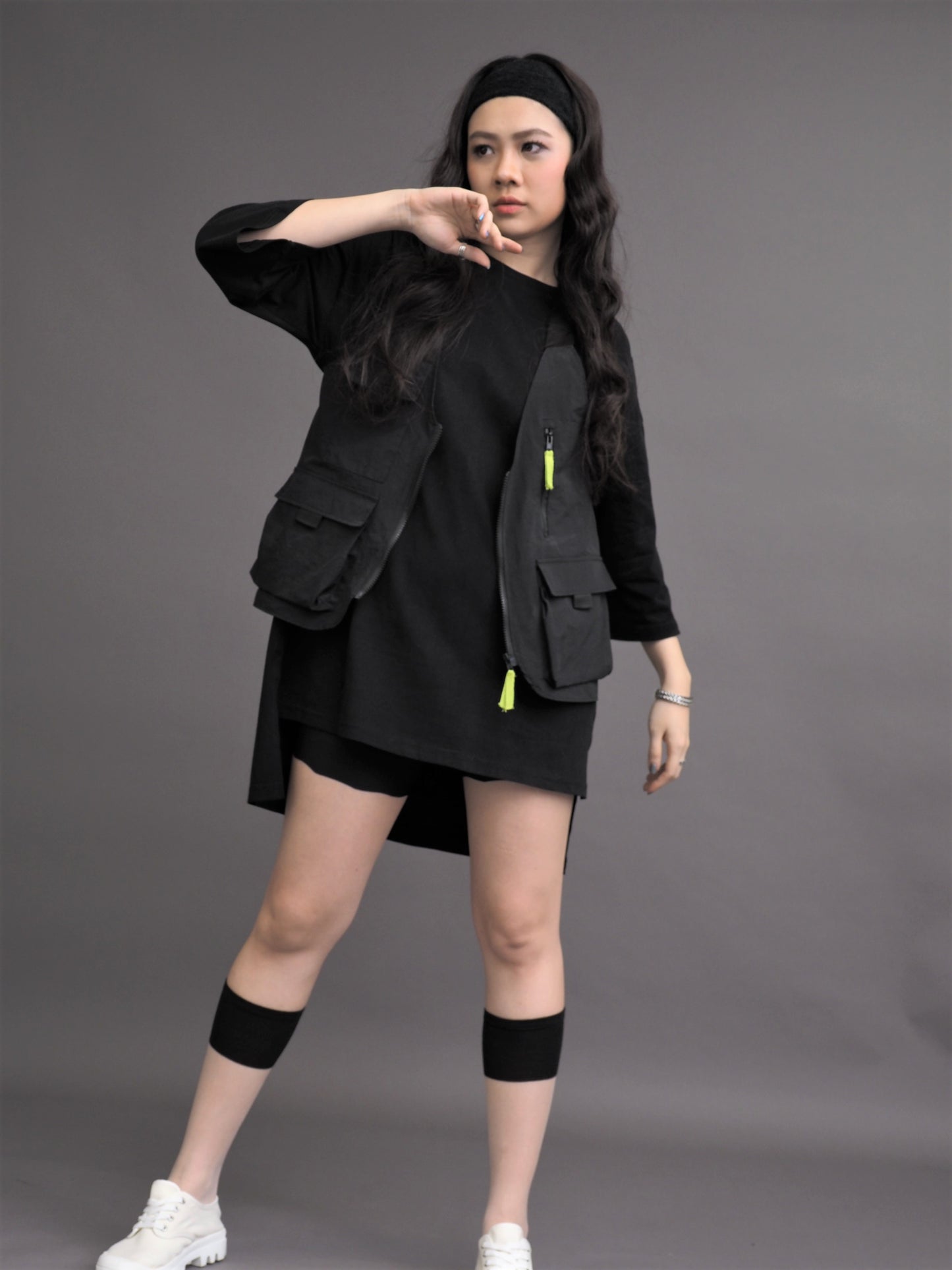 Mid Length Loose Half Sleeve Long Top
