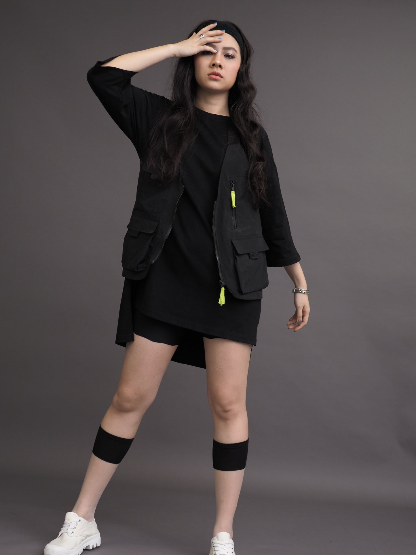 Mid Length Loose Half Sleeve Long Top