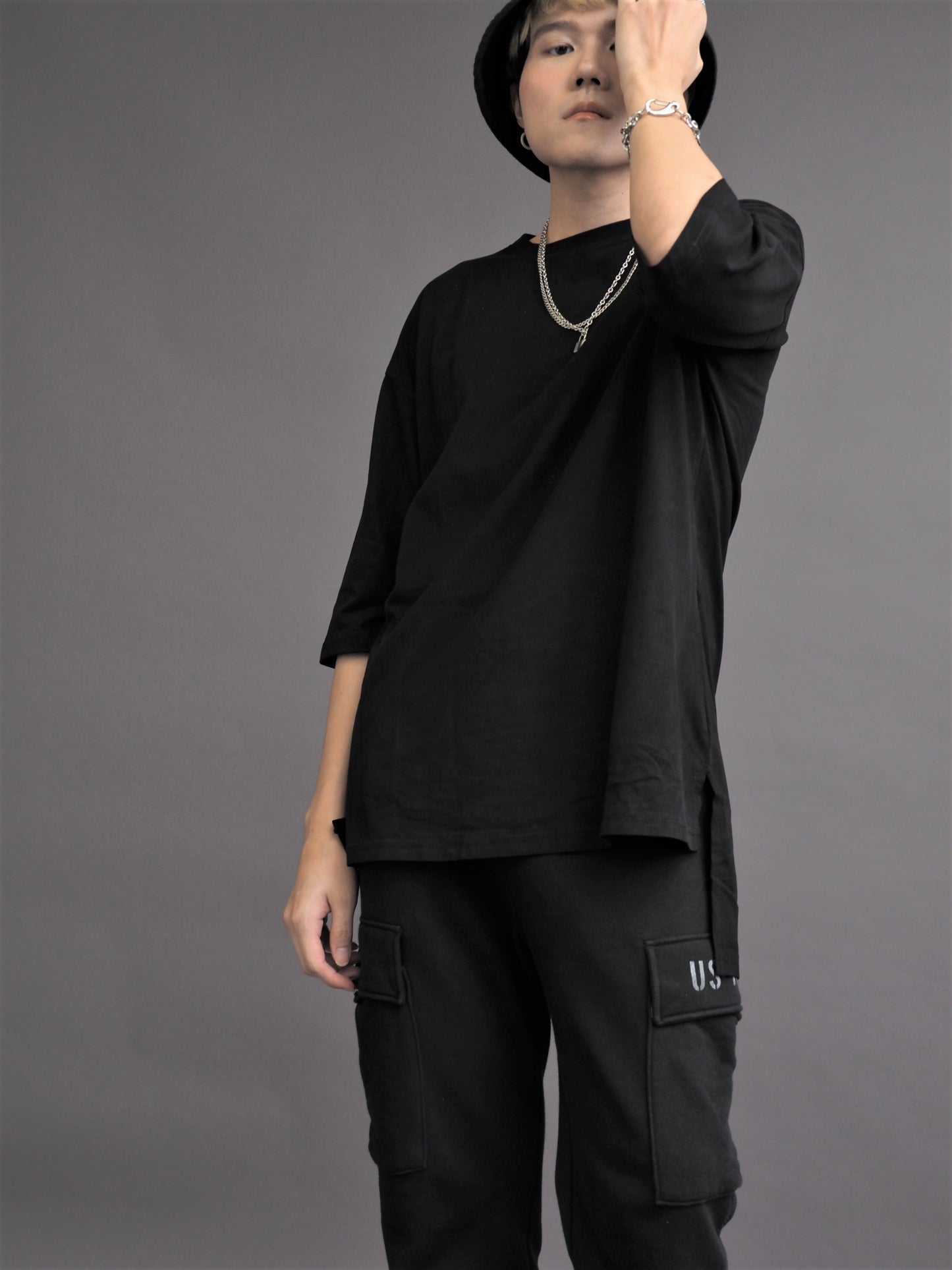 Mid Length Loose Half Sleeve Long Top