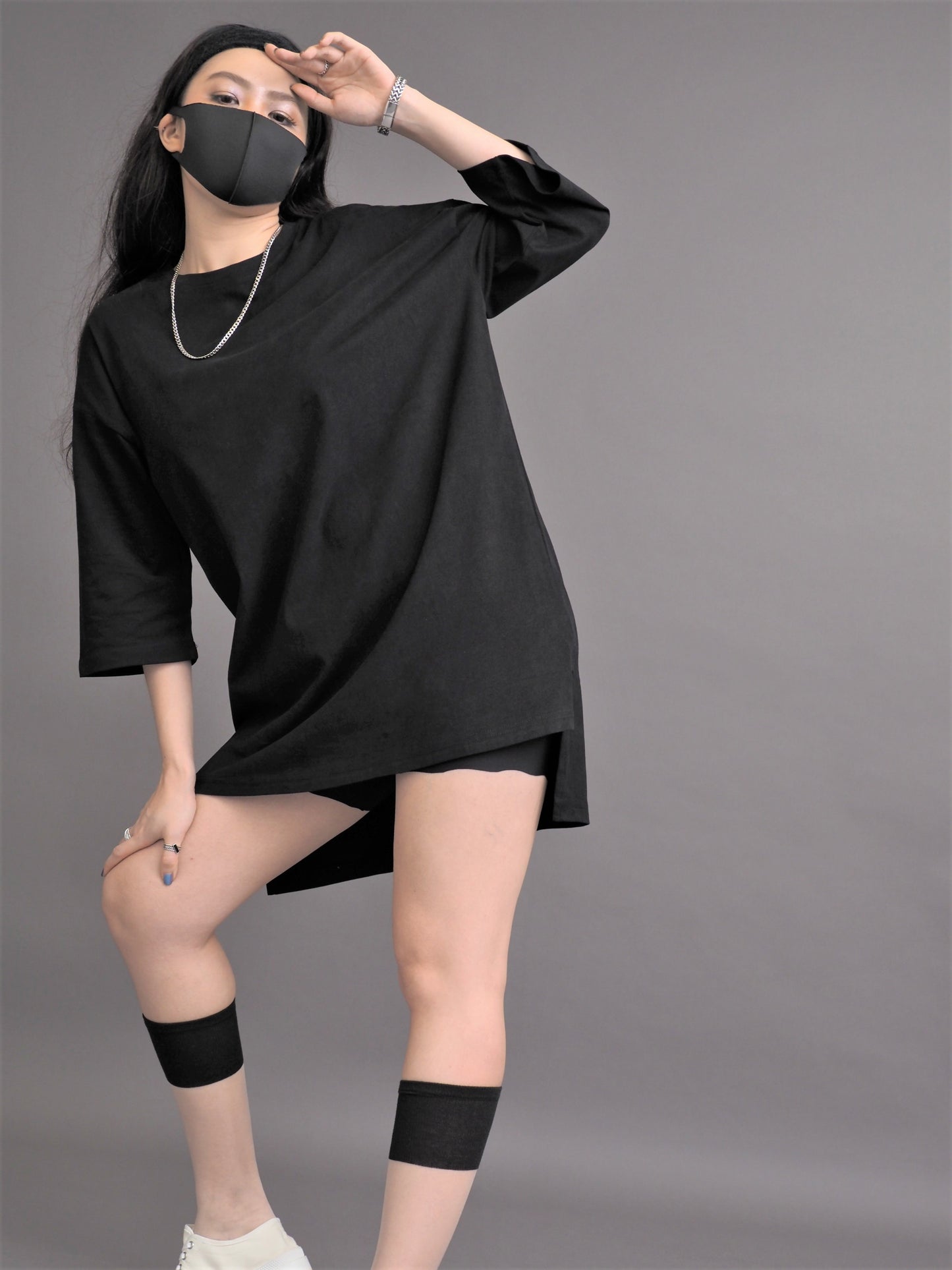 Mid Length Loose Half Sleeve Long Top