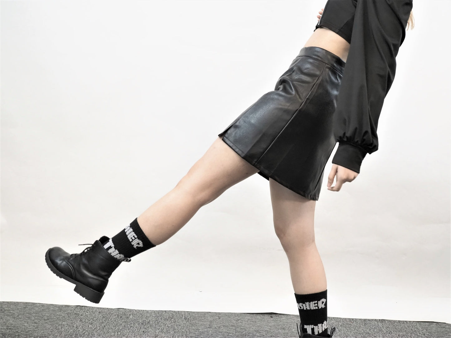 PU High Waist A-Line Skirt