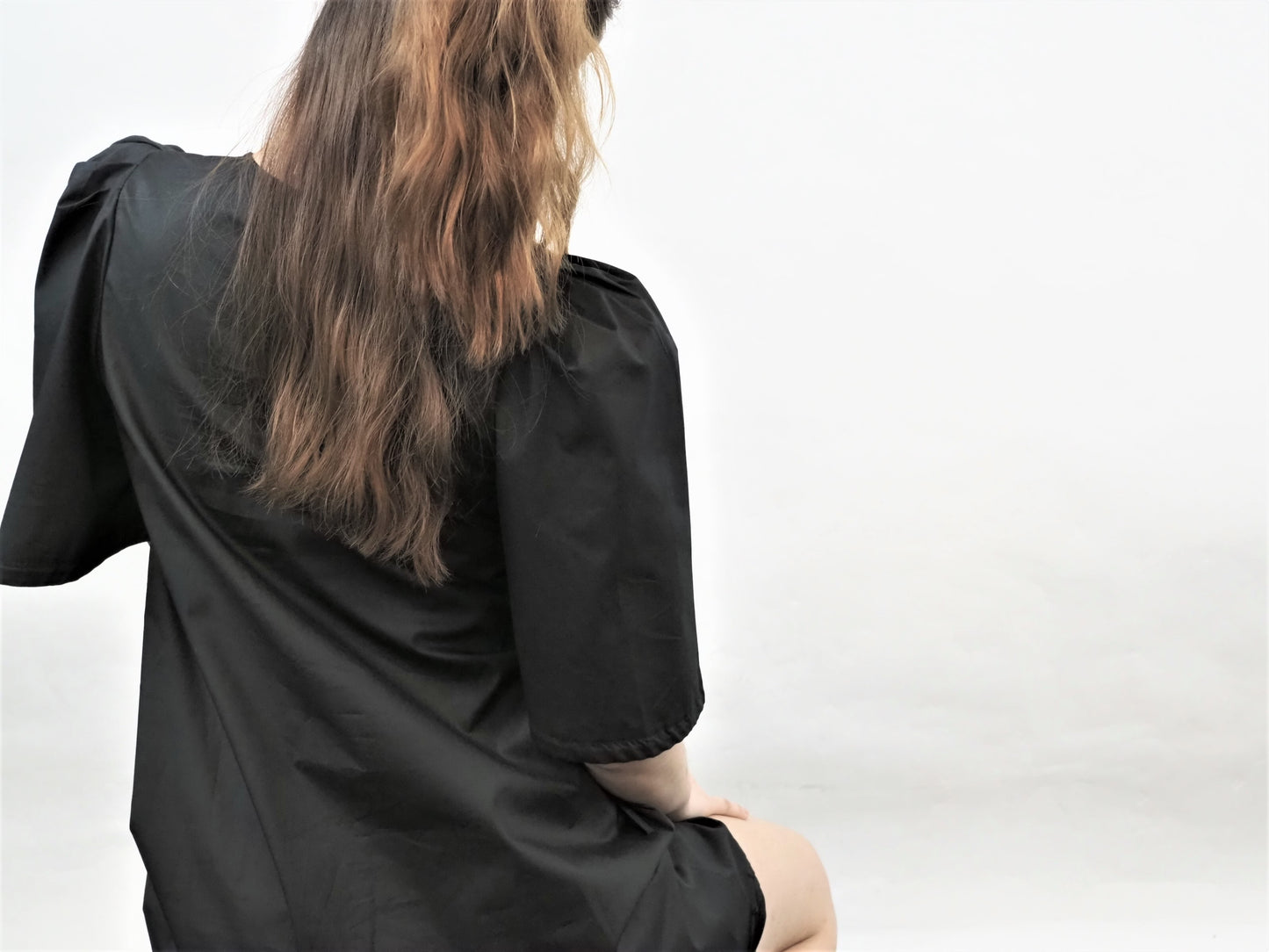 V-Neck Lantern Sleeve Mini Dress