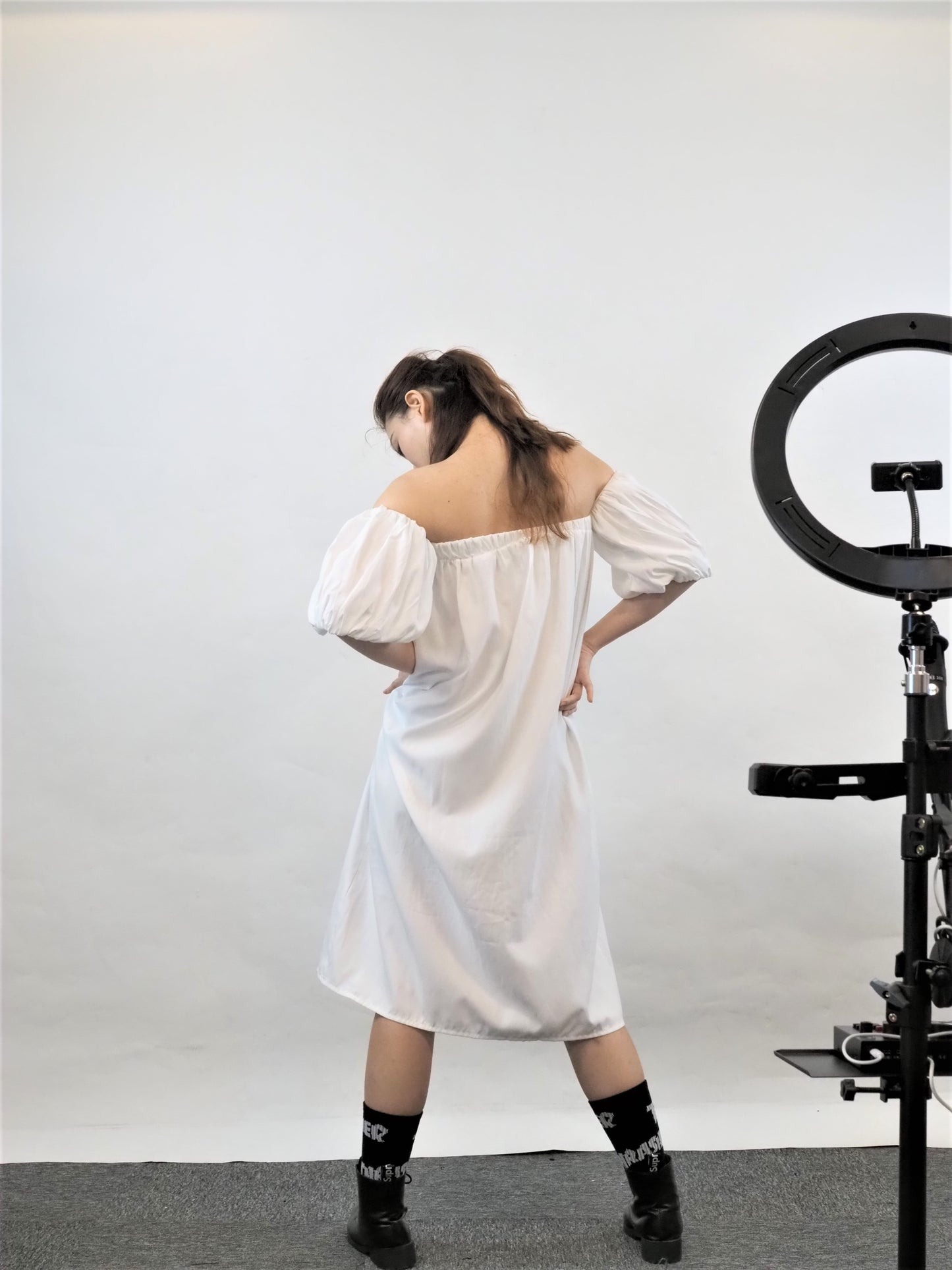 Off Shoulder Puffy White Dress