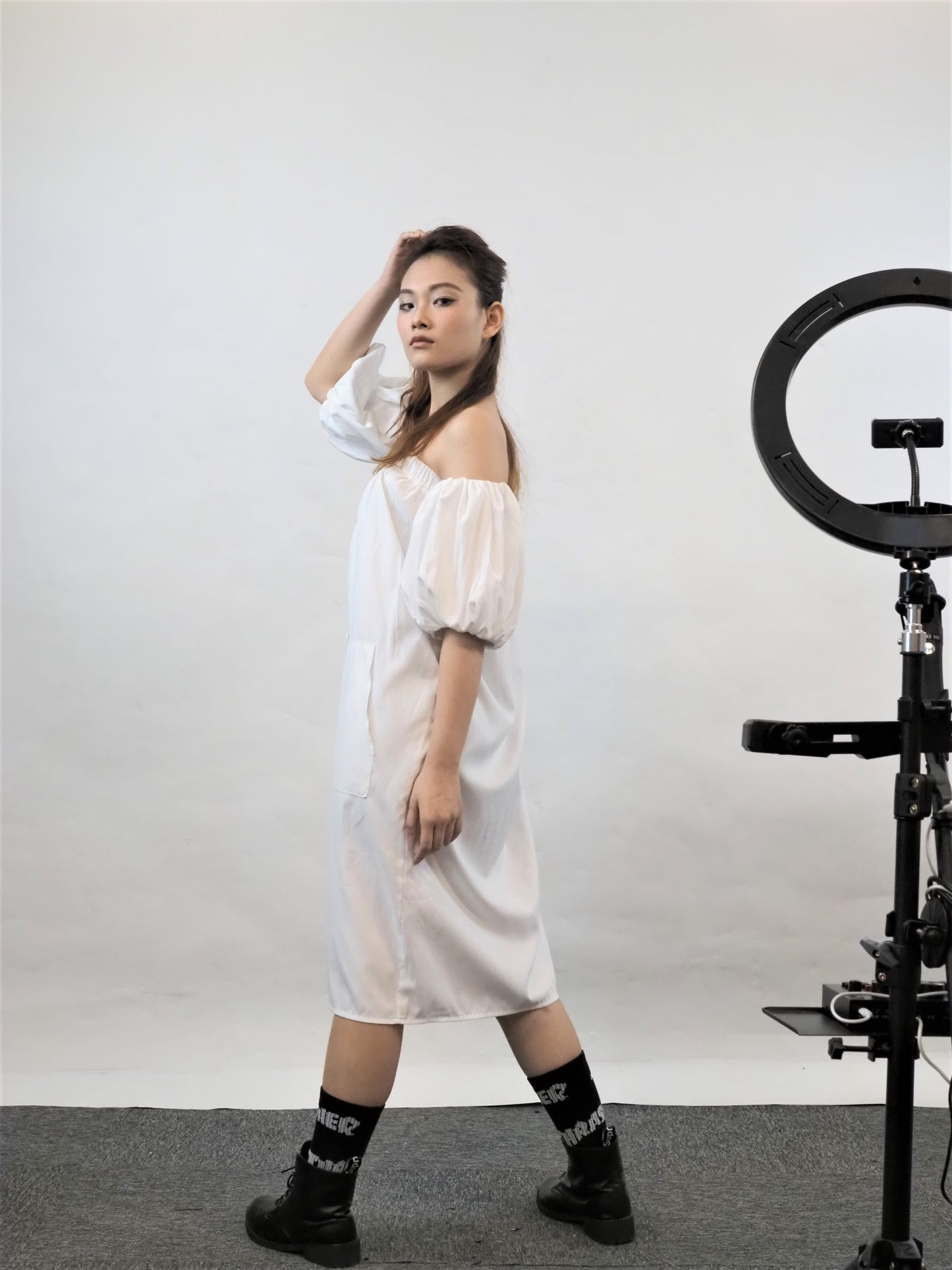 Off Shoulder Puffy White Dress