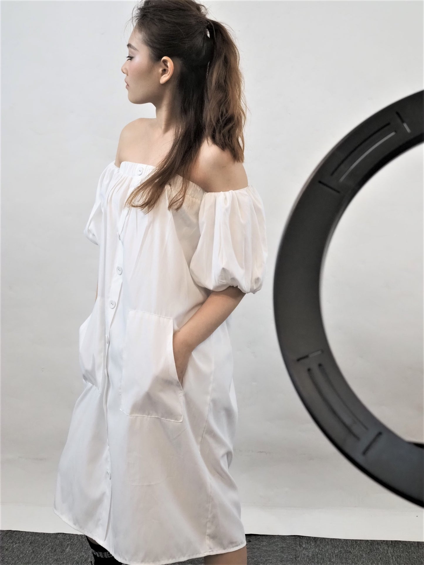 Off Shoulder Puffy White Dress