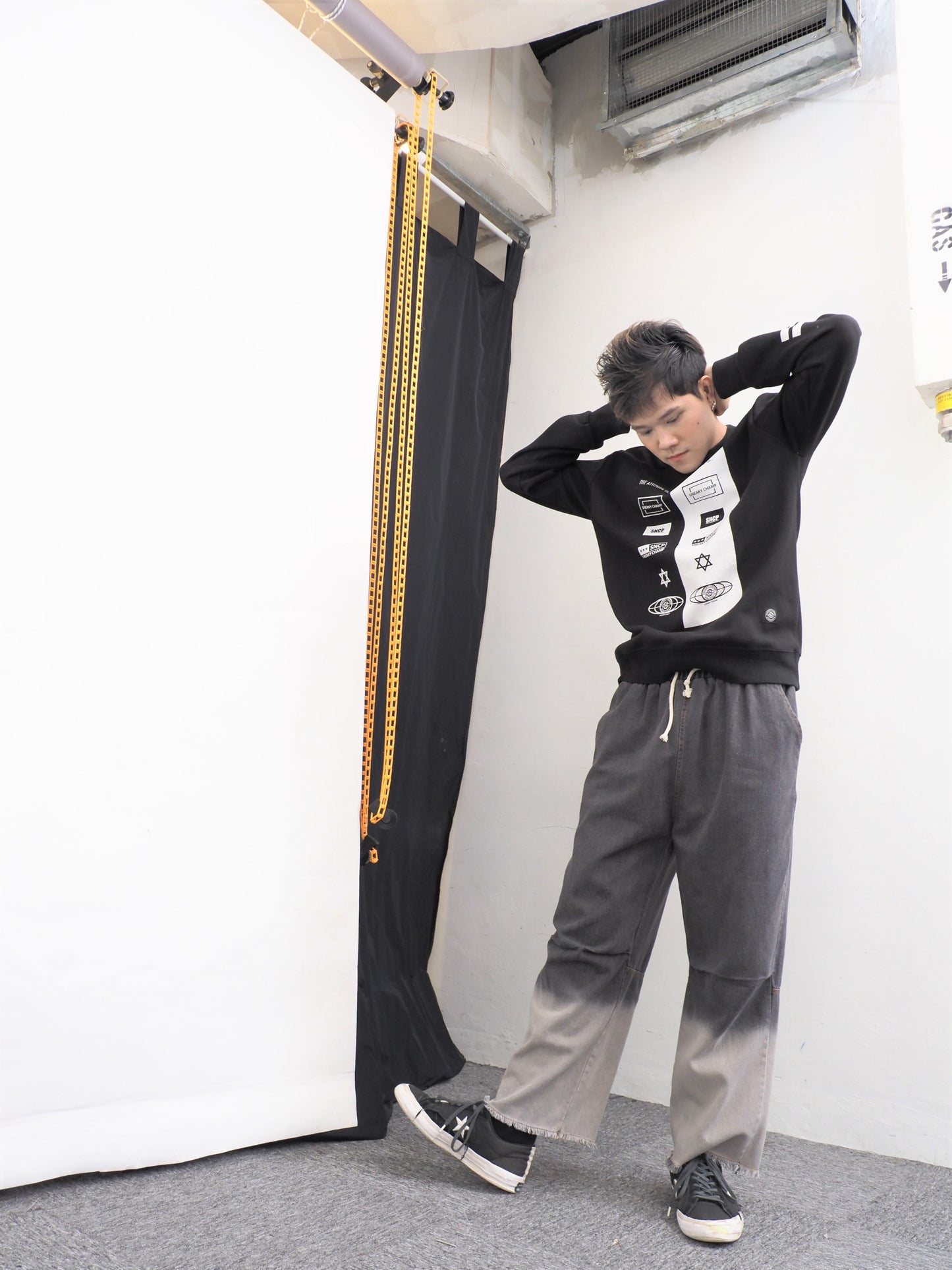 Grey Faded Washed 2 Tone Denim Pants