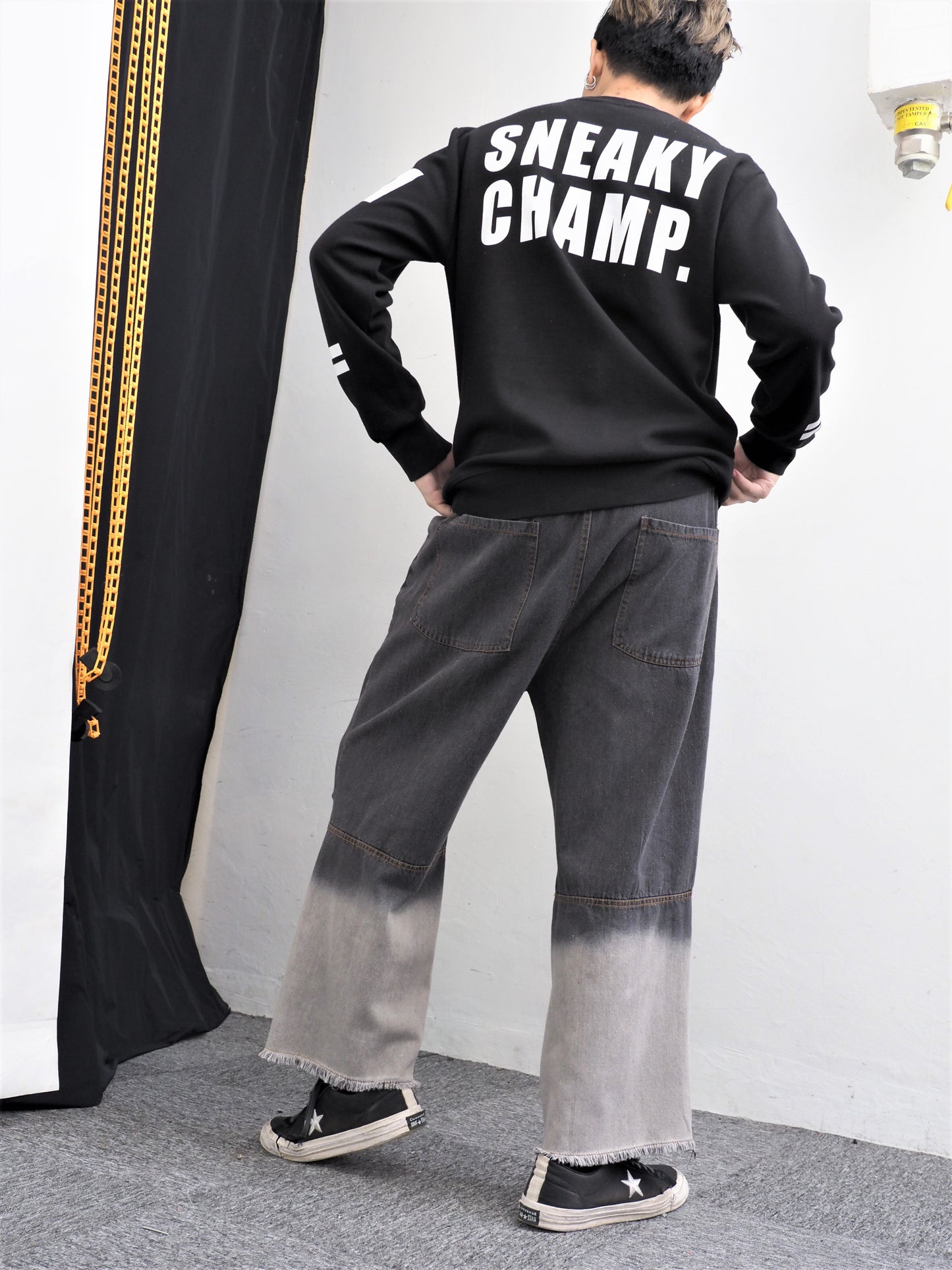 Grey Faded Washed 2 Tone Denim Pants