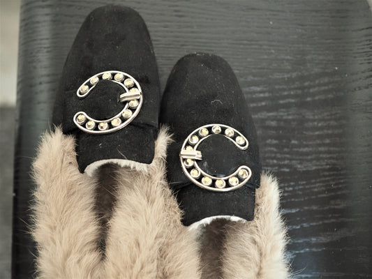 Fur Black Comfy Loafers