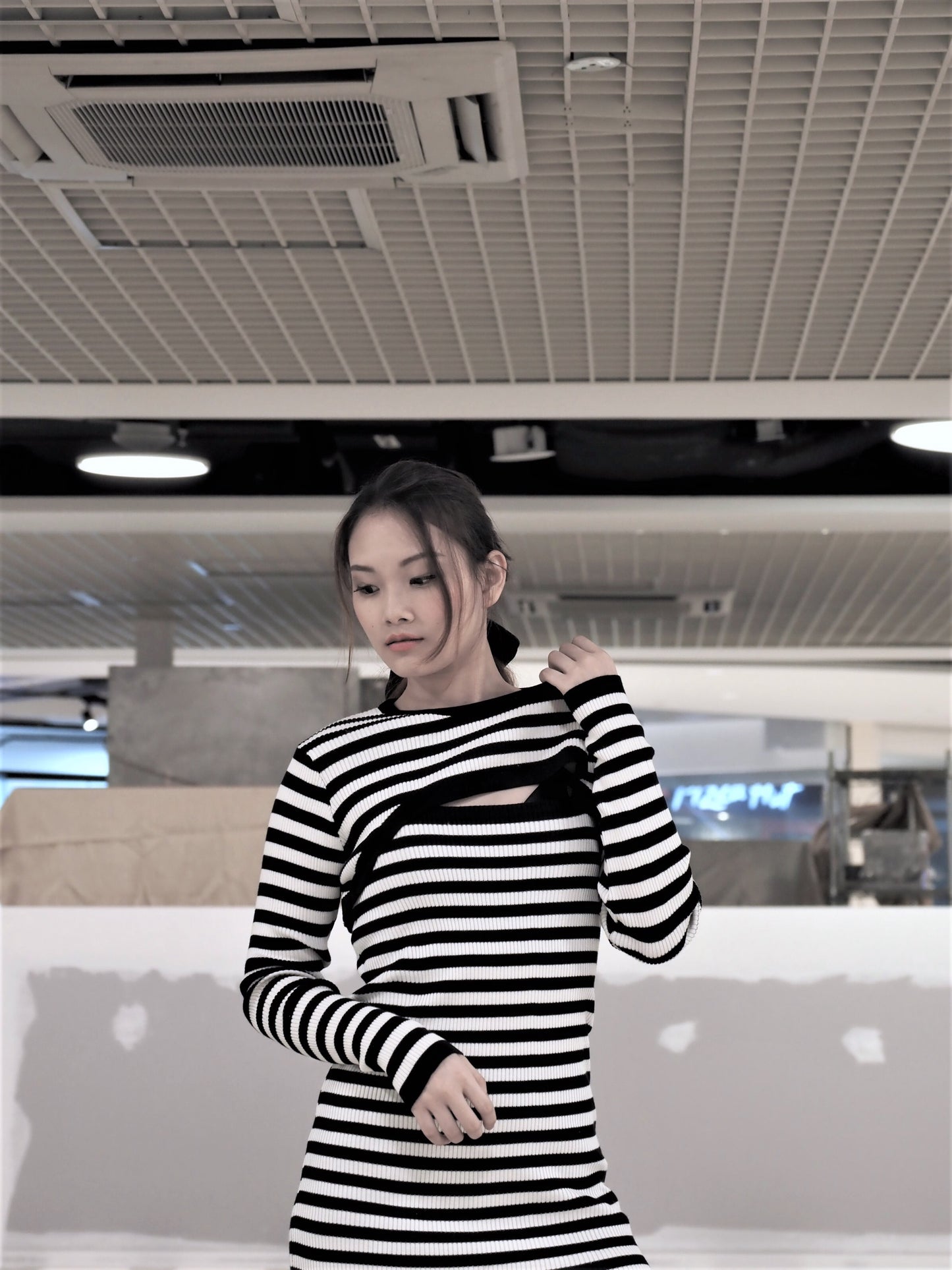 Ribbed Tight Long Sleeve 2 in a Set Stripe Dress