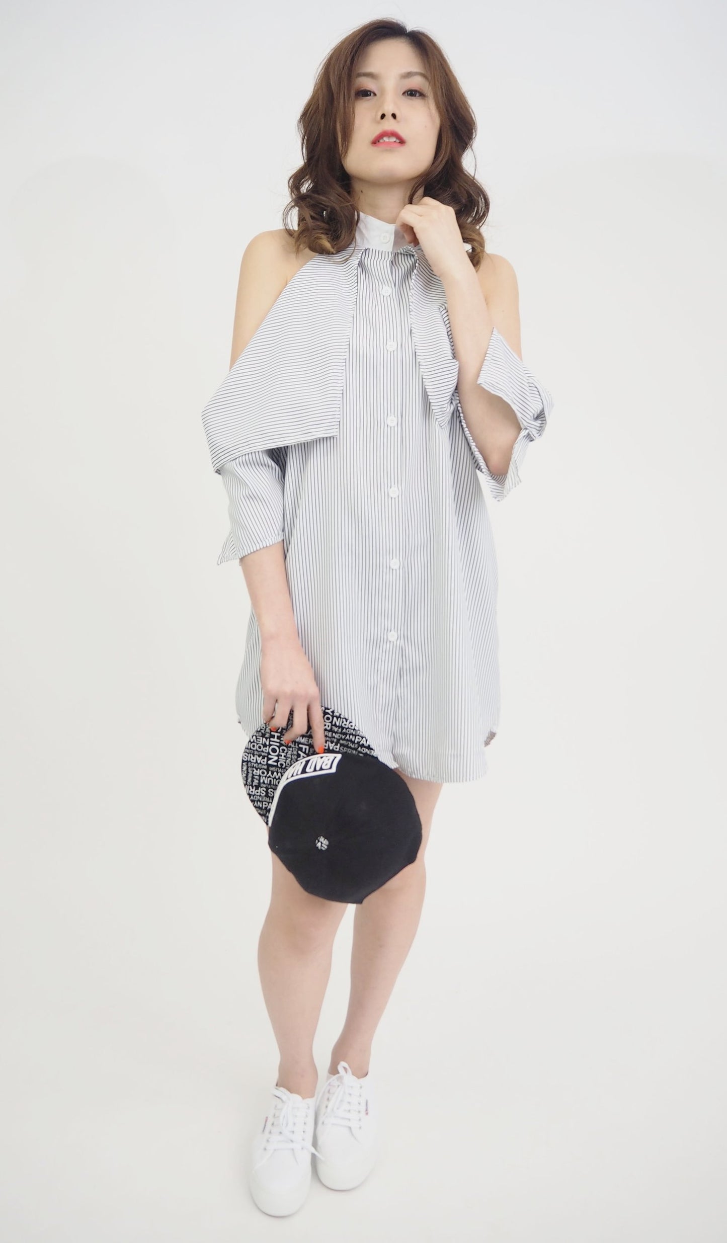Cut Out Mandarin Collar Dress