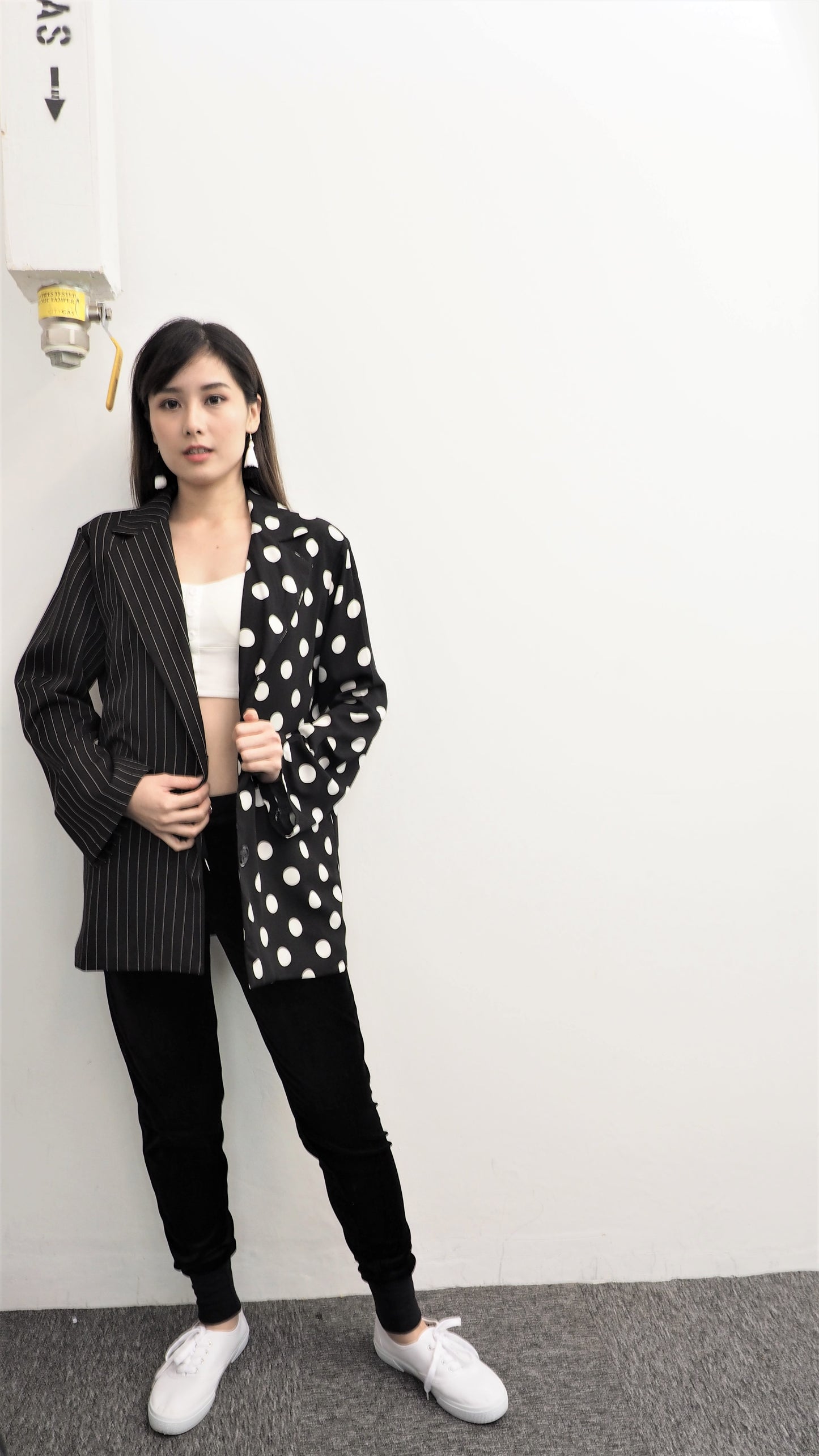 Mixed Striped/Dotted Blazer