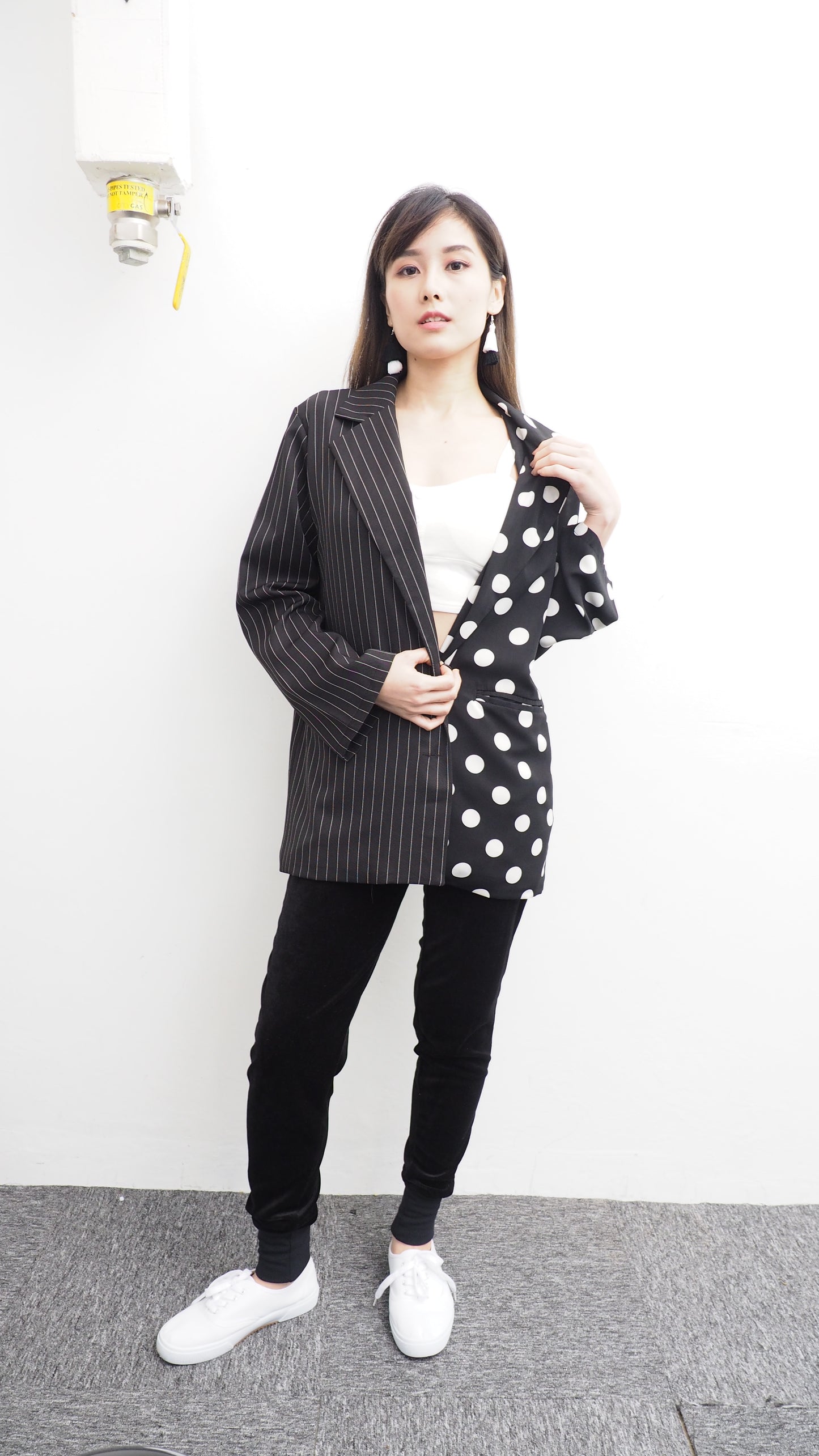 Mixed Striped/Dotted Blazer